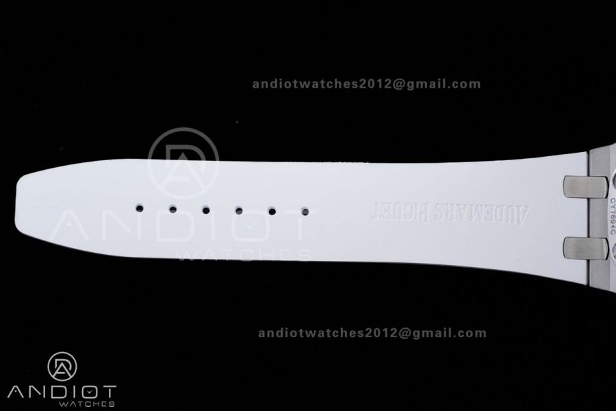 Royal Oak Offshore 37mm 26231 SS APSF 1:1 Best Edition White Dial On White Rubber Strap A2385