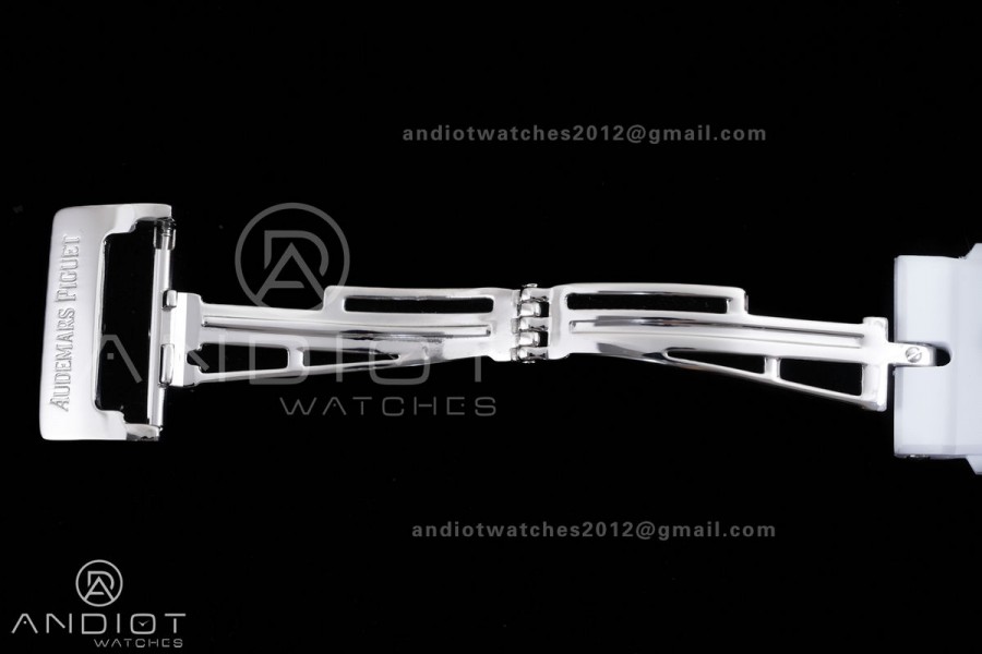 Royal Oak Offshore 37mm 26231 SS APSF 1:1 Best Edition White Dial On White Rubber Strap A2385