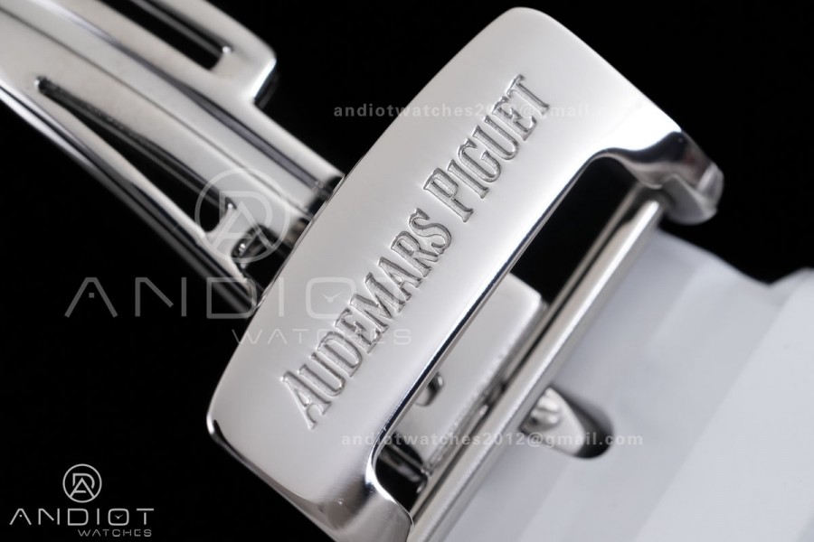 Royal Oak Offshore 37mm 26231 SS APSF 1:1 Best Edition White Dial On White Rubber Strap A2385