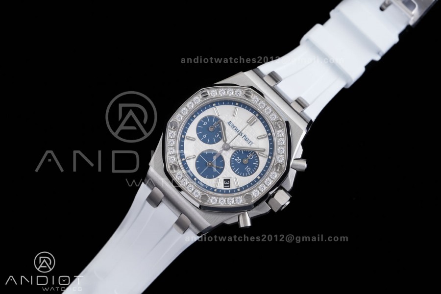 Royal Oak Offshore 37mm 26231 SS APSF 1:1 Best Edition White Dial On White Rubber Strap A2385