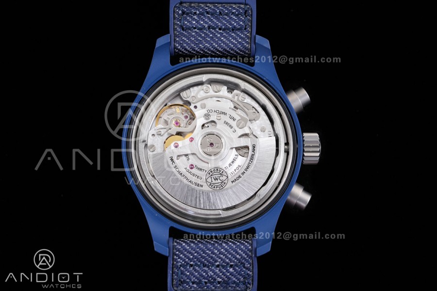 Pilot Chrono IW389404 Blue Ceramic APSF 1:1 Best Edition Blue Dial On Blue Nylon Strap Super Clone A69385
