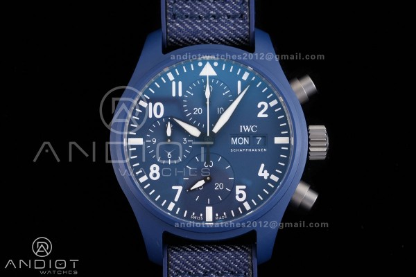Pilot Chrono IW389404 Blue Ceramic APSF 1:1 Best Edition Blue Dial On Blue Nylon Strap Super Clone A69385