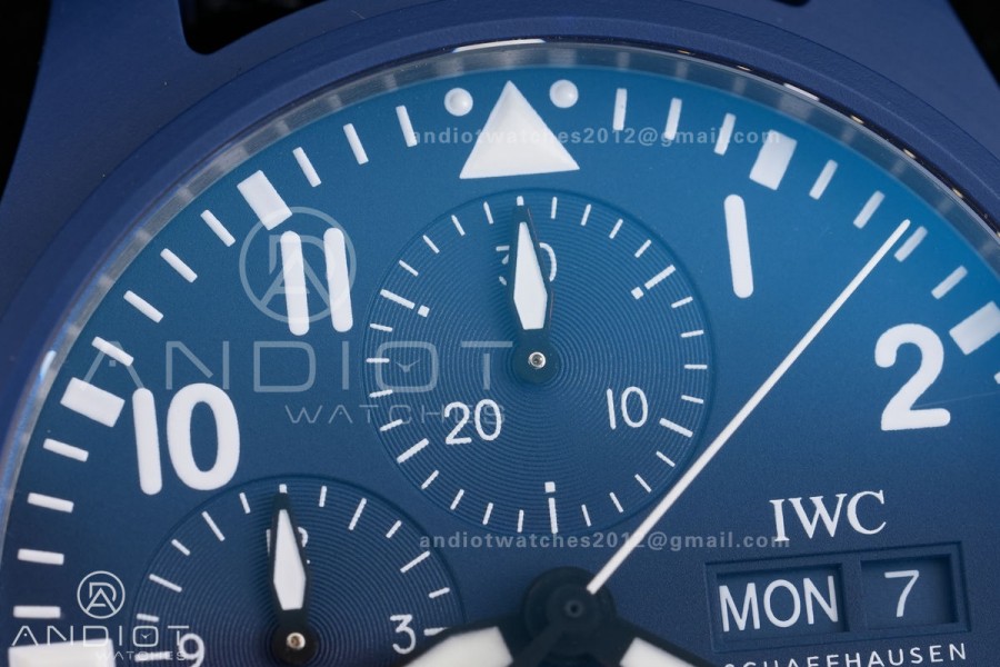 Pilot Chrono IW389404 Blue Ceramic APSF 1:1 Best Edition Blue Dial On Blue Nylon Strap Super Clone A69385