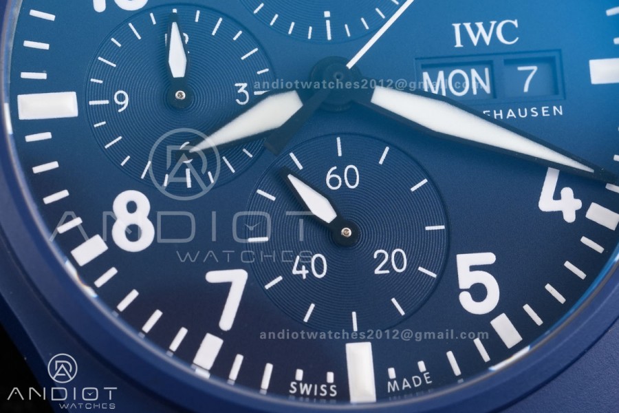 Pilot Chrono IW389404 Blue Ceramic APSF 1:1 Best Edition Blue Dial On Blue Nylon Strap Super Clone A69385