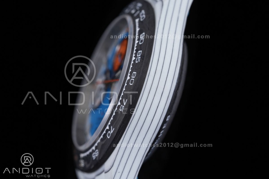 Daytona DIW 40mm White Carbon SONIC 1:1 Best Edition Blue Dial on Orange Nylon Strap DD4130