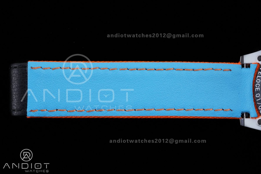 Daytona DIW 40mm White Carbon SONIC 1:1 Best Edition Blue Dial on Orange Nylon Strap DD4130