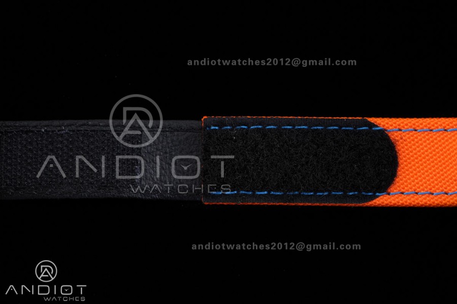 Daytona DIW 40mm White Carbon SONIC 1:1 Best Edition Blue Dial on Orange Nylon Strap DD4130