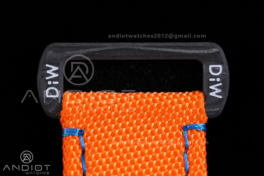 Daytona DIW 40mm White Carbon SONIC 1:1 Best Edition Blue Dial on Orange Nylon Strap DD4130