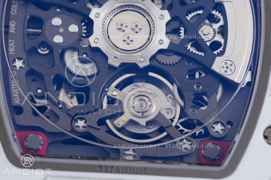 Umi Maker's RM67-02 White NTPT Charles Red/White Skeleton Dial on Nylon strap CRMA7 Clone V2