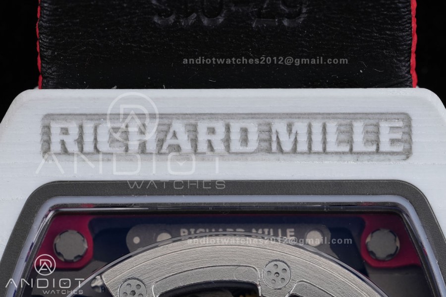 Umi Maker's RM67-02 White NTPT Charles Red/White Skeleton Dial on Nylon strap CRMA7 Clone V2