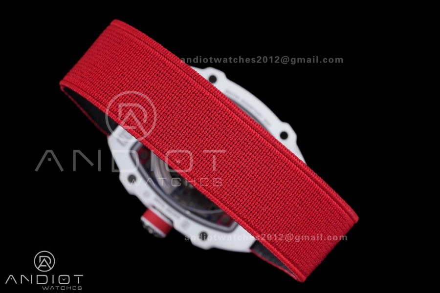 Umi Maker's RM67-02 White NTPT Charles Red/White Skeleton Dial on Nylon strap CRMA7 Clone V2