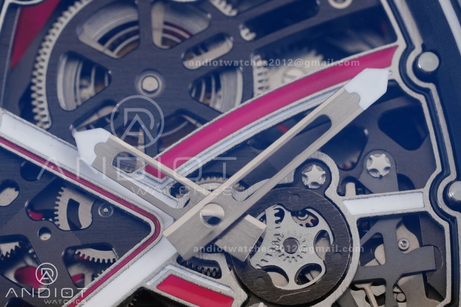 Umi Maker's RM67-02 White NTPT Charles Red/White Skeleton Dial on Nylon strap CRMA7 Clone V2