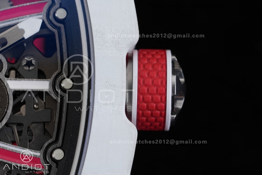 Umi Maker's RM67-02 White NTPT Charles Red/White Skeleton Dial on Nylon strap CRMA7 Clone V2