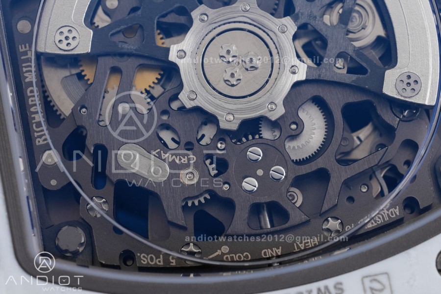 Umi Maker's RM67-02 White NTPT France Blue/Red/White Skeleton Dial on Nylon strap CRMA7 Clone V2