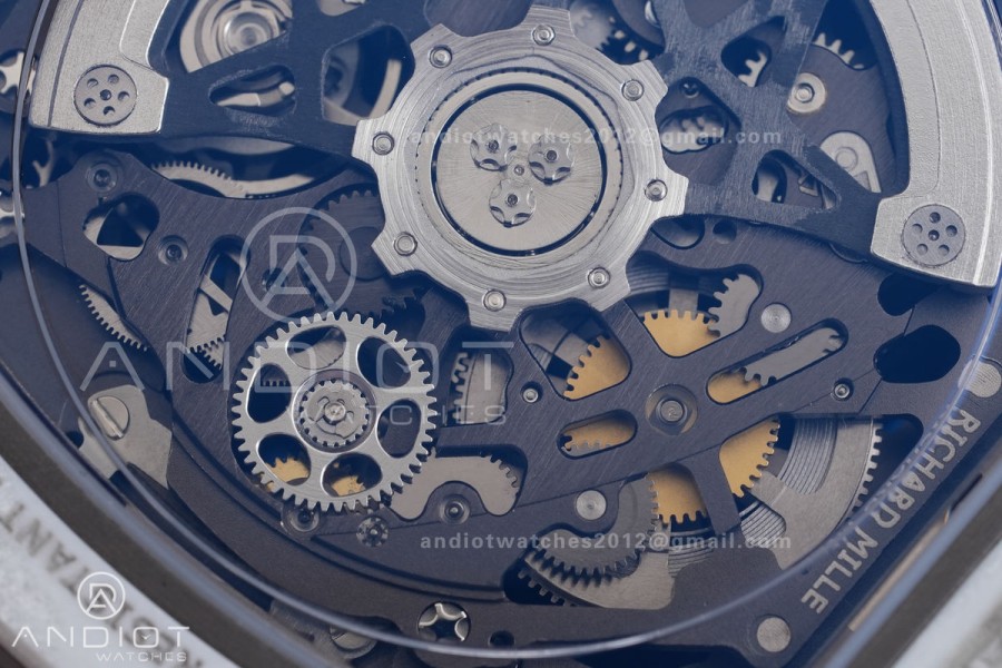 Umi Maker's RM67-02 White NTPT France Blue/Red/White Skeleton Dial on Nylon strap CRMA7 Clone V2