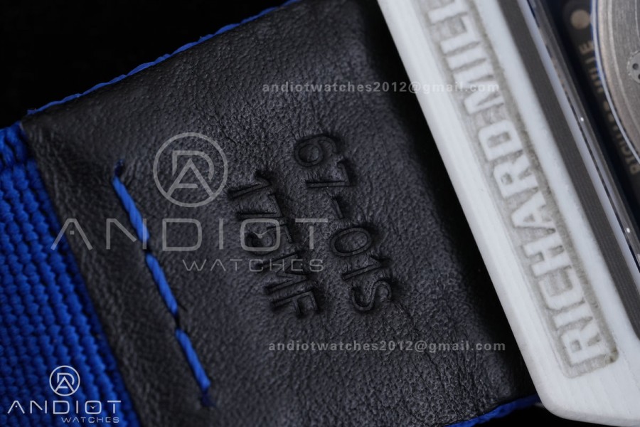 Umi Maker's RM67-02 White NTPT France Blue/Red/White Skeleton Dial on Nylon strap CRMA7 Clone V2