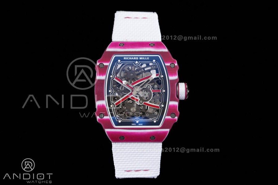 Umi Maker's RM67-02 Red NTPT Mutaz Red Skeleton Dial on Nylon strap CRMA7 Clone V2