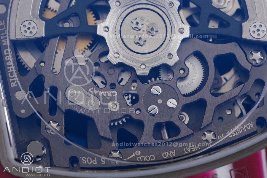 Umi Maker's RM67-02 Red NTPT Mutaz Red Skeleton Dial on Nylon strap CRMA7 Clone V2