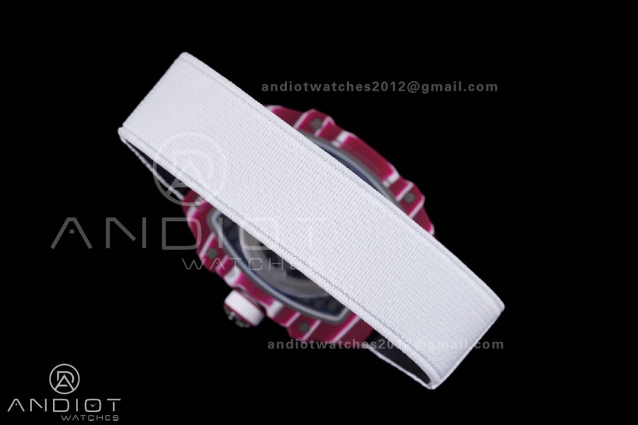 Umi Maker's RM67-02 Red NTPT Mutaz Red Skeleton Dial on Nylon strap CRMA7 Clone V2