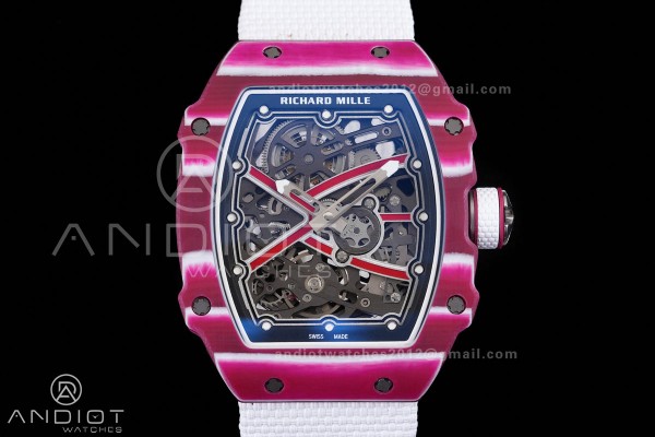 Umi Maker's RM67-02 Red NTPT Mutaz Red Skeleton Dial on Nylon strap CRMA7 Clone V2