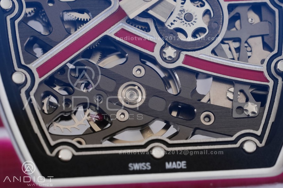 Umi Maker's RM67-02 Red NTPT Mutaz Red Skeleton Dial on Nylon strap CRMA7 Clone V2