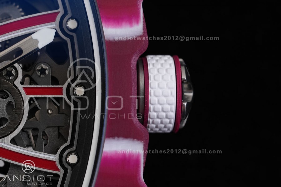 Umi Maker's RM67-02 Red NTPT Mutaz Red Skeleton Dial on Nylon strap CRMA7 Clone V2