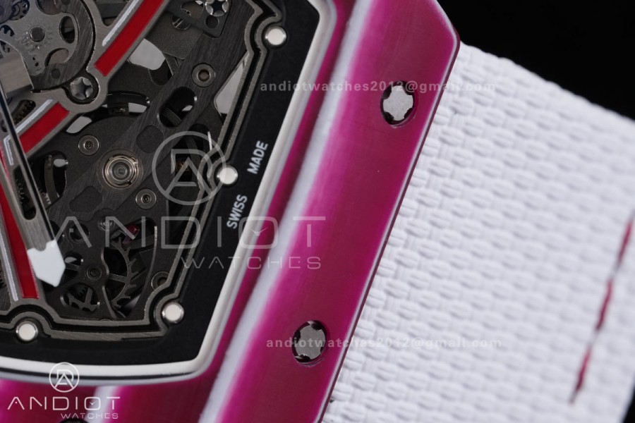 Umi Maker's RM67-02 Red NTPT Mutaz Red Skeleton Dial on Nylon strap CRMA7 Clone V2