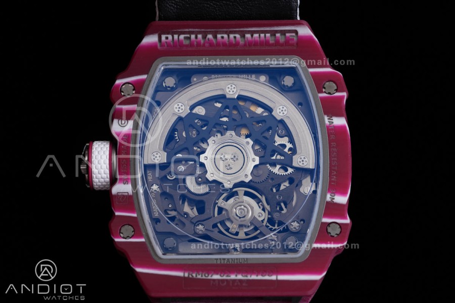 Umi Maker's RM67-02 Red NTPT Mutaz Red Skeleton Dial on Nylon strap CRMA7 Clone V2