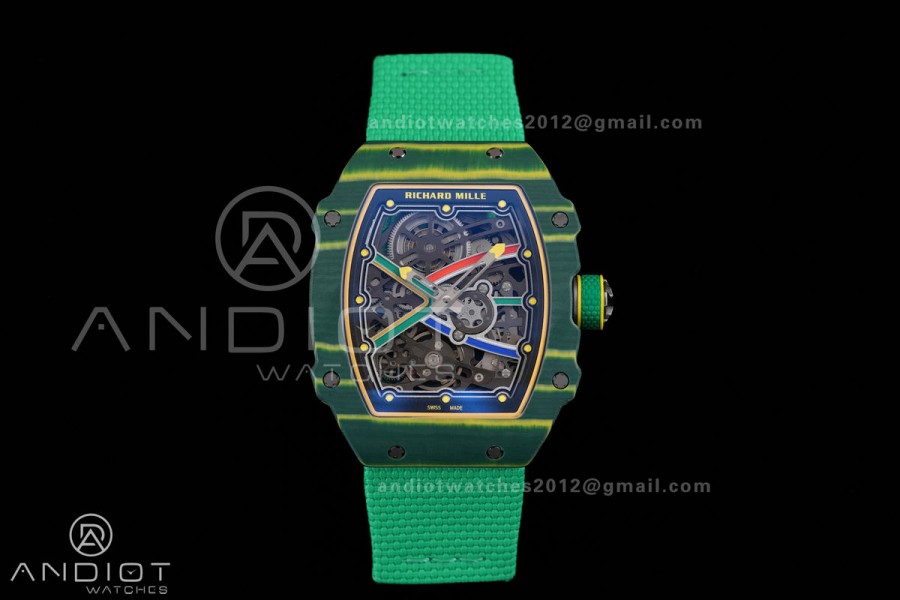 Umi Maker's RM67-02 Green NTPT Brazil Blue/Red/Green Skeleton Dial on Nylon strap CRMA7 Clone V2