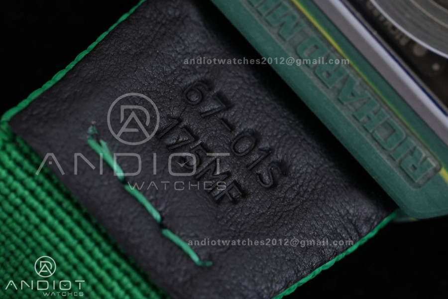 Umi Maker's RM67-02 Green NTPT Brazil Blue/Red/Green Skeleton Dial on Nylon strap CRMA7 Clone V2