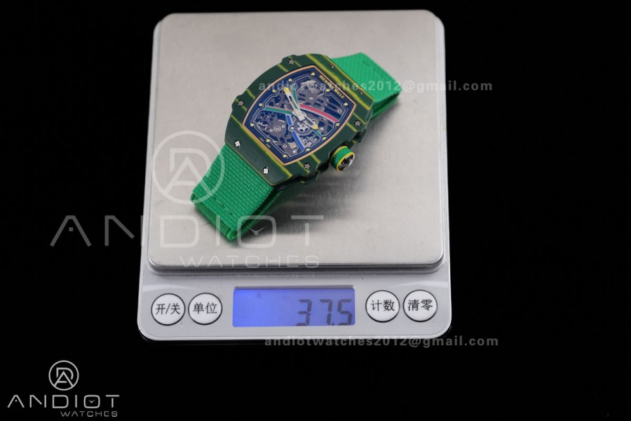 Umi Maker's RM67-02 Green NTPT Brazil Blue/Red/Green Skeleton Dial on Nylon strap CRMA7 Clone V2