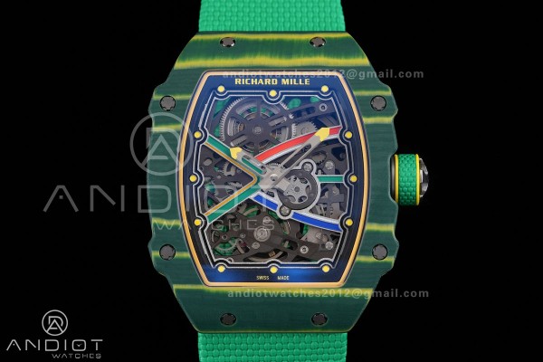 Umi Maker's RM67-02 Green NTPT Brazil Blue/Red/Green Skeleton Dial on Nylon strap CRMA7 Clone V2