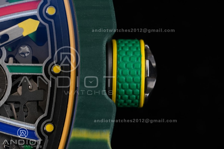 Umi Maker's RM67-02 Green NTPT Brazil Blue/Red/Green Skeleton Dial on Nylon strap CRMA7 Clone V2