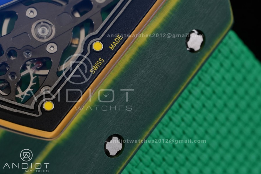 Umi Maker's RM67-02 Green NTPT Brazil Blue/Red/Green Skeleton Dial on Nylon strap CRMA7 Clone V2