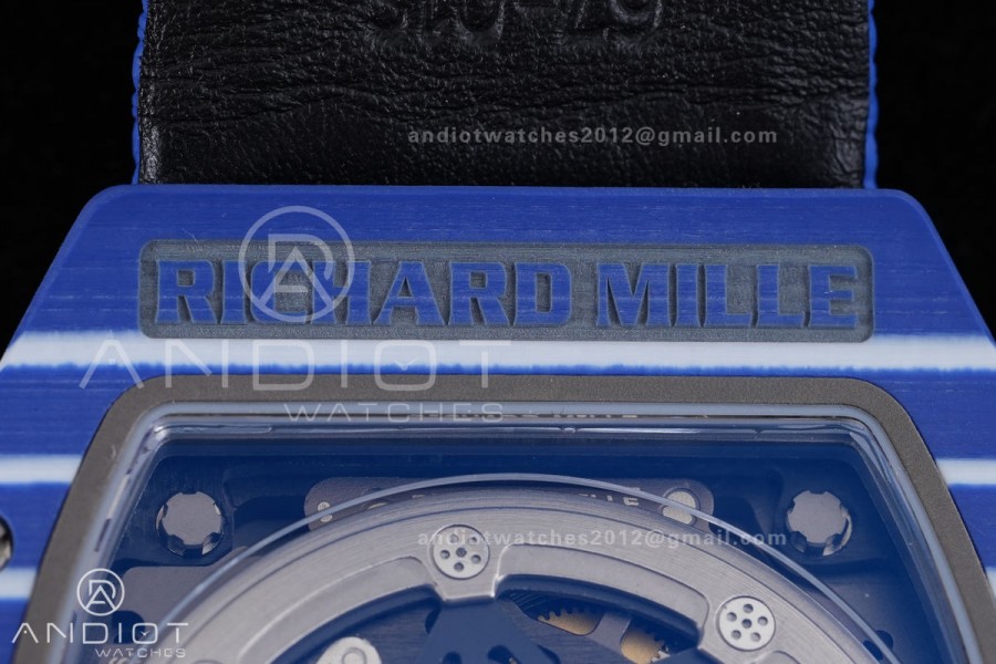 Umi Maker's RM67-02 Blue NTPT Fernando Yellow/Red/Blue Skeleton Dial on Nylon strap CRMA7 Clone V2