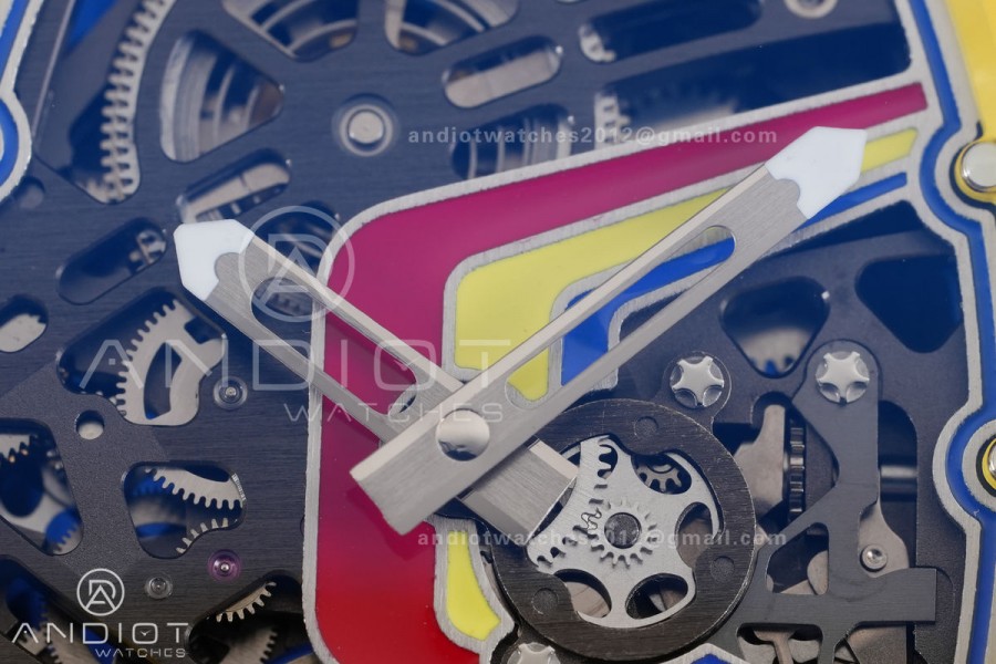 Umi Maker's RM67-02 Blue NTPT Fernando Yellow/Red/Blue Skeleton Dial on Nylon strap CRMA7 Clone V2