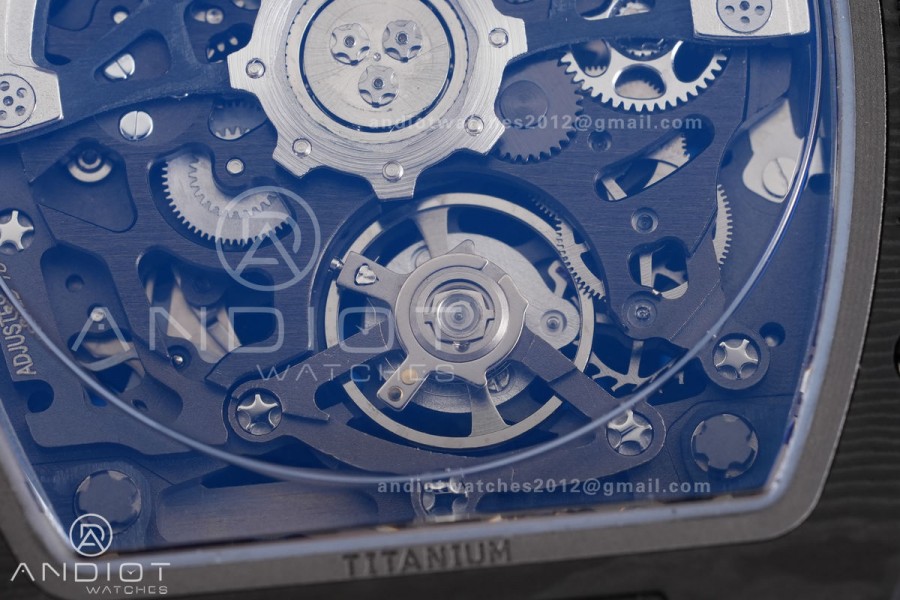 Umi Maker's RM67-02 Black NTPT McLaren Orange Skeleton Dial on Nylon strap CRMA7 Clone V2