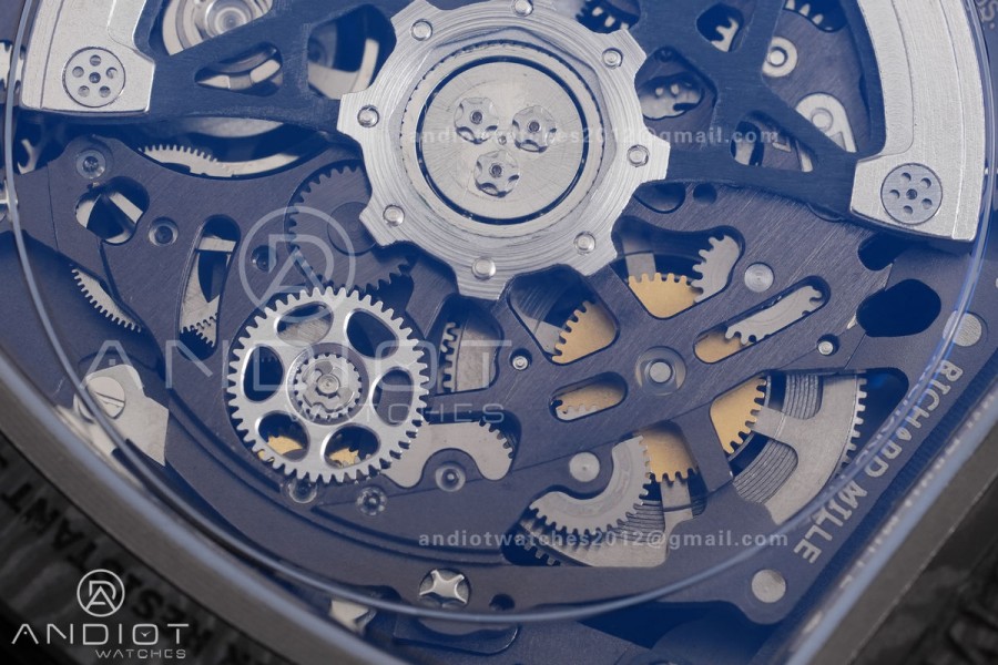 Umi Maker's RM67-02 Black NTPT McLaren Orange Skeleton Dial on Nylon strap CRMA7 Clone V2