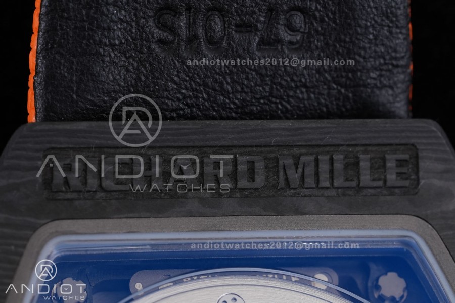 Umi Maker's RM67-02 Black NTPT McLaren Orange Skeleton Dial on Nylon strap CRMA7 Clone V2