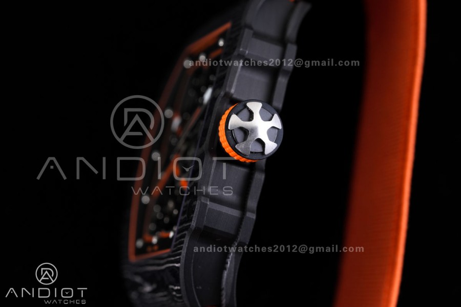 Umi Maker's RM67-02 Black NTPT McLaren Orange Skeleton Dial on Nylon strap CRMA7 Clone V2