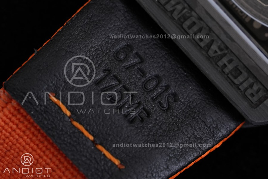 Umi Maker's RM67-02 Black NTPT McLaren Orange Skeleton Dial on Nylon strap CRMA7 Clone V2