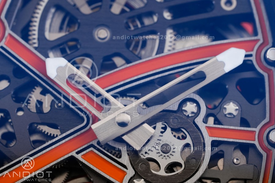 Umi Maker's RM67-02 Black NTPT McLaren Orange Skeleton Dial on Nylon strap CRMA7 Clone V2