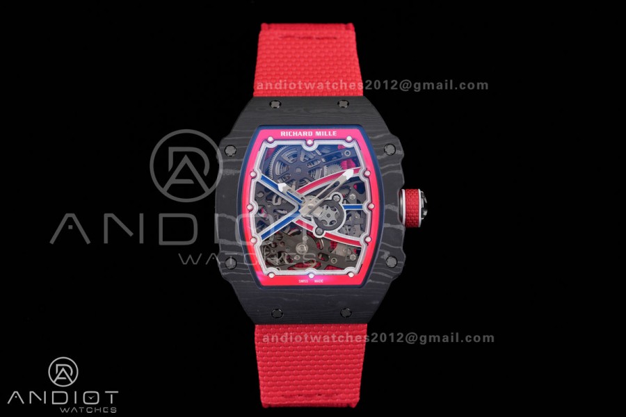 Umi Maker's RM67-02 Black NTPT Blue/Red Skeleton Dial on Nylon strap CRMA7 Clone V2