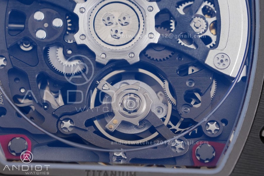 Umi Maker's RM67-02 Black NTPT Blue/Red Skeleton Dial on Nylon strap CRMA7 Clone V2