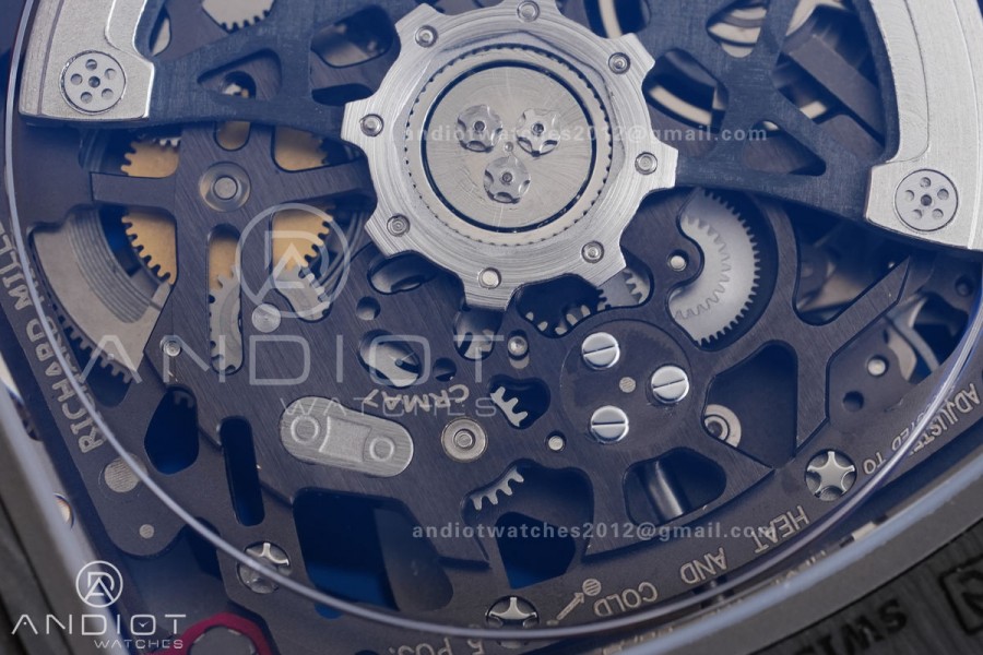 Umi Maker's RM67-02 Black NTPT Blue/Red Skeleton Dial on Nylon strap CRMA7 Clone V2