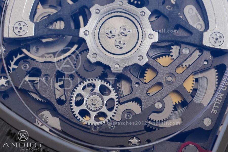 Umi Maker's RM67-02 Black NTPT Blue/Red Skeleton Dial on Nylon strap CRMA7 Clone V2