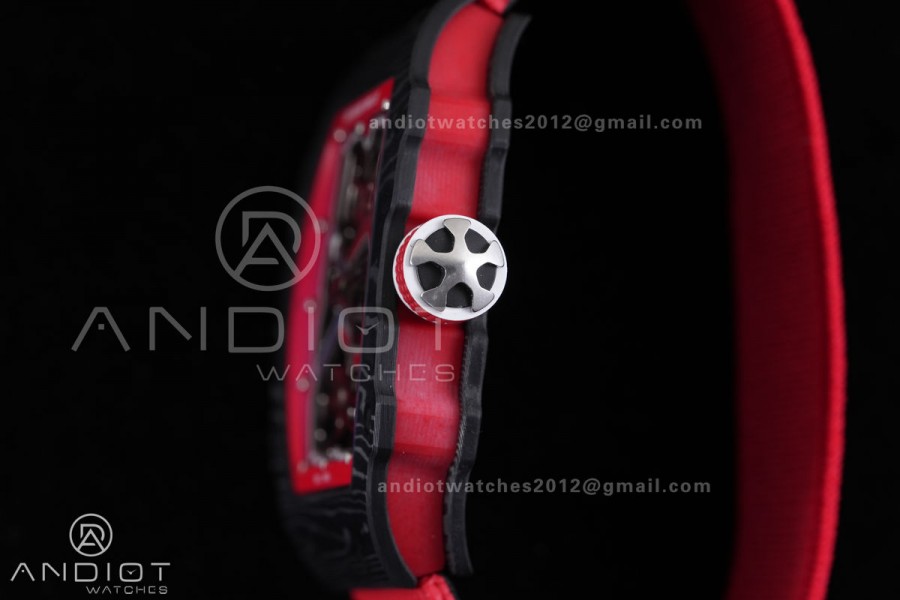 Umi Maker's RM67-02 Black NTPT Blue/Red Skeleton Dial on Nylon strap CRMA7 Clone V2