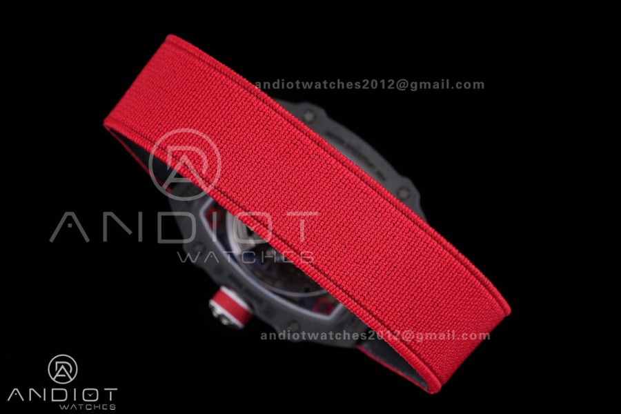 Umi Maker's RM67-02 Black NTPT Blue/Red Skeleton Dial on Nylon strap CRMA7 Clone V2