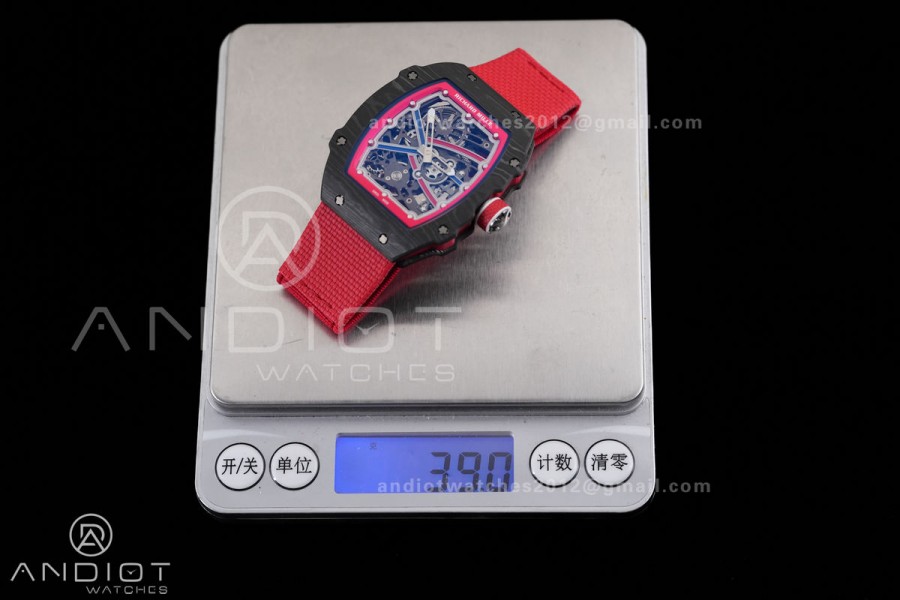 Umi Maker's RM67-02 Black NTPT Blue/Red Skeleton Dial on Nylon strap CRMA7 Clone V2