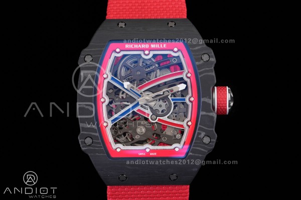 Umi Maker's RM67-02 Black NTPT Blue/Red Skeleton Dial on Nylon strap CRMA7 Clone V2